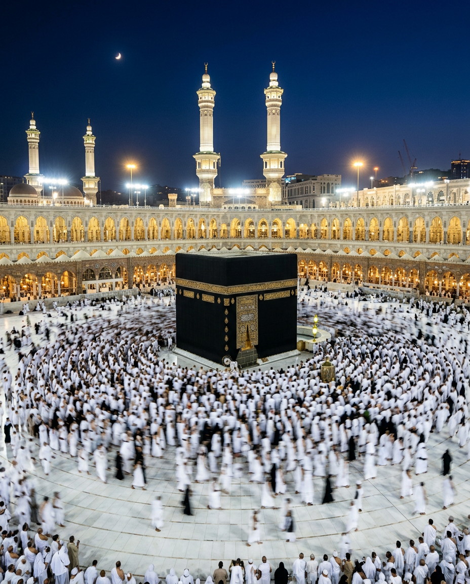 The Holy Kaaba at Masjid al-Haram, Makkah